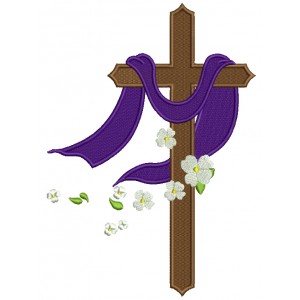 Cross With Daisies Religious Filled Machine Embroidery Design Digitized Pattern